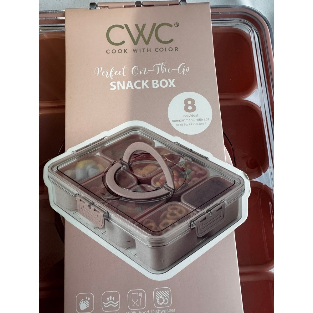 CWC Cook With Color On-The-Go Snack Box 8 Compartment Food Container Pink - Picture 2 of 12
